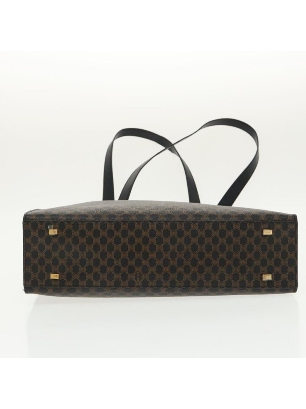 Authentic CELINE Macadam Canvas Shoulder Bag PVC Leather Black Gold - Picture 12 of 16
